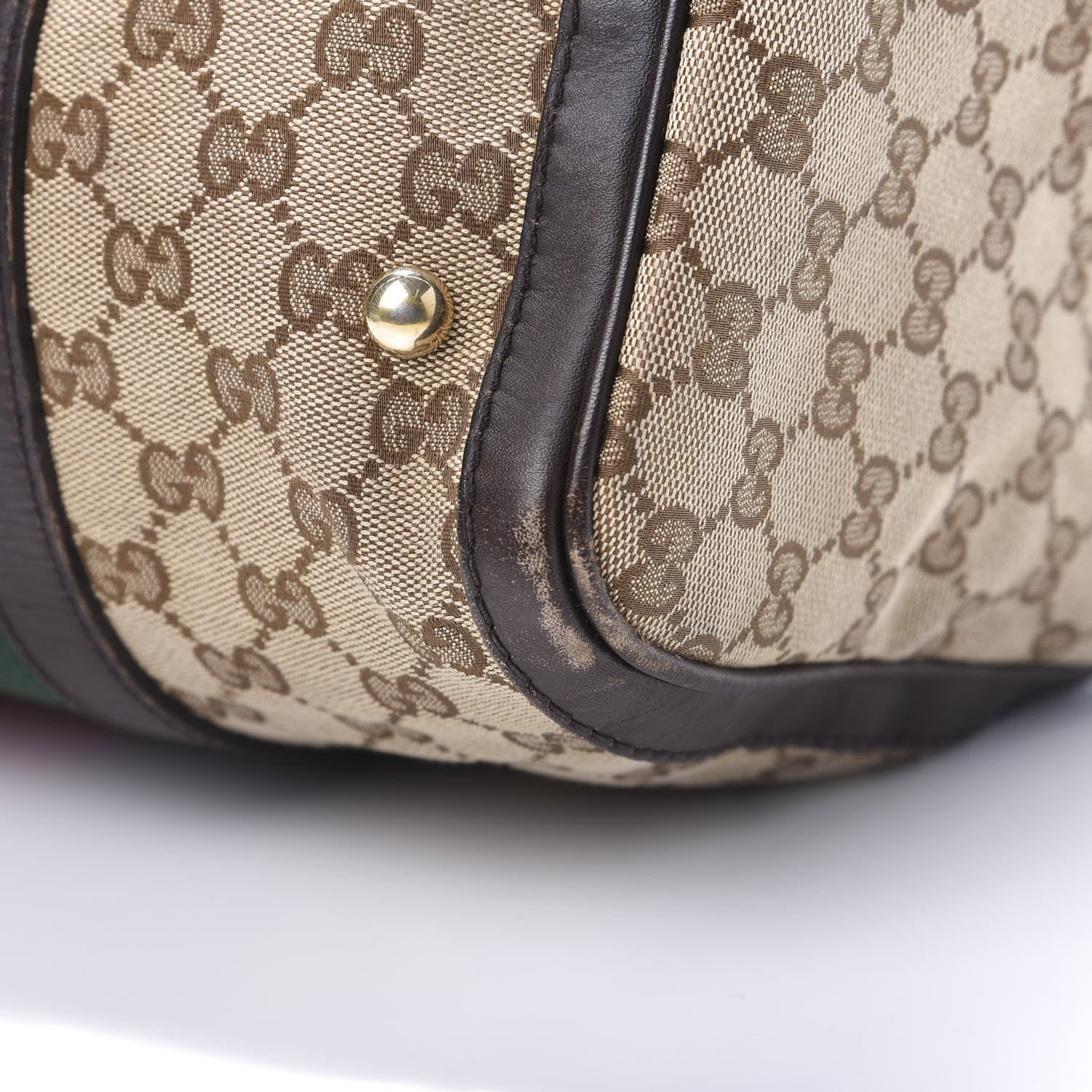 Gucci Monogram Vintage Web Medium Boston Dark Brown 13 of 15
