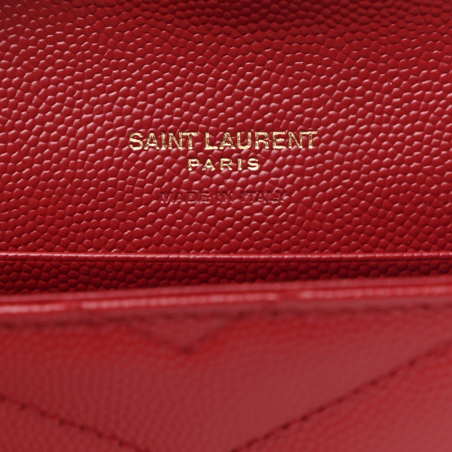 Grain De Poudre Matelasse Chevron Small Monogram Envelope Wallet Rouge Eros