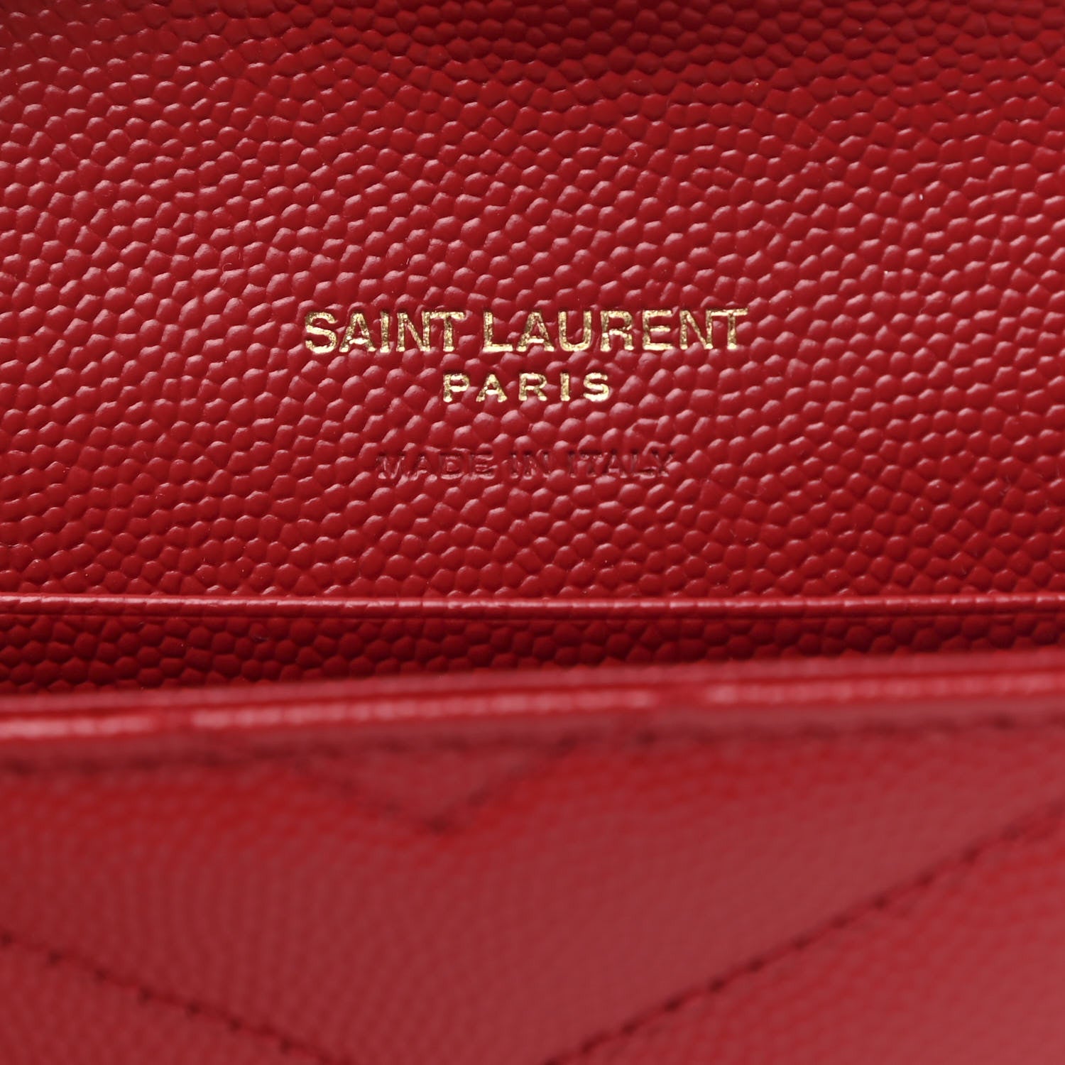 Saint Laurent Grain De Poudre Matelasse Chevron Small Monogram Envelope Wallet Rouge Eros 6 of 8