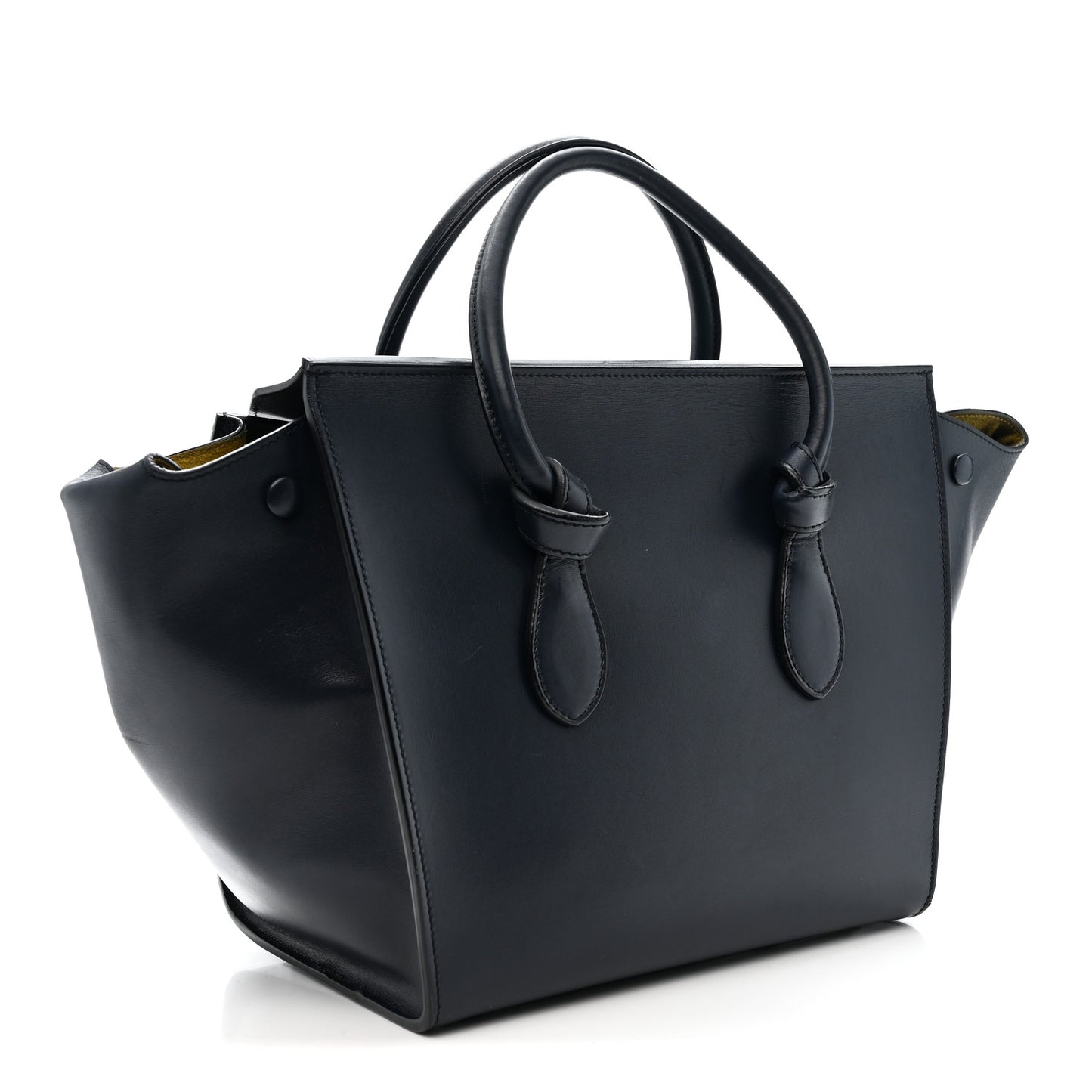 Palmelato Calfskin Mini Tie Knot Tote Navy Blue
