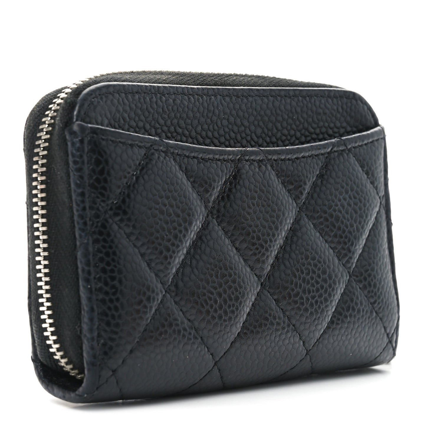 Caviar Quilted Zip Coin Purse Black