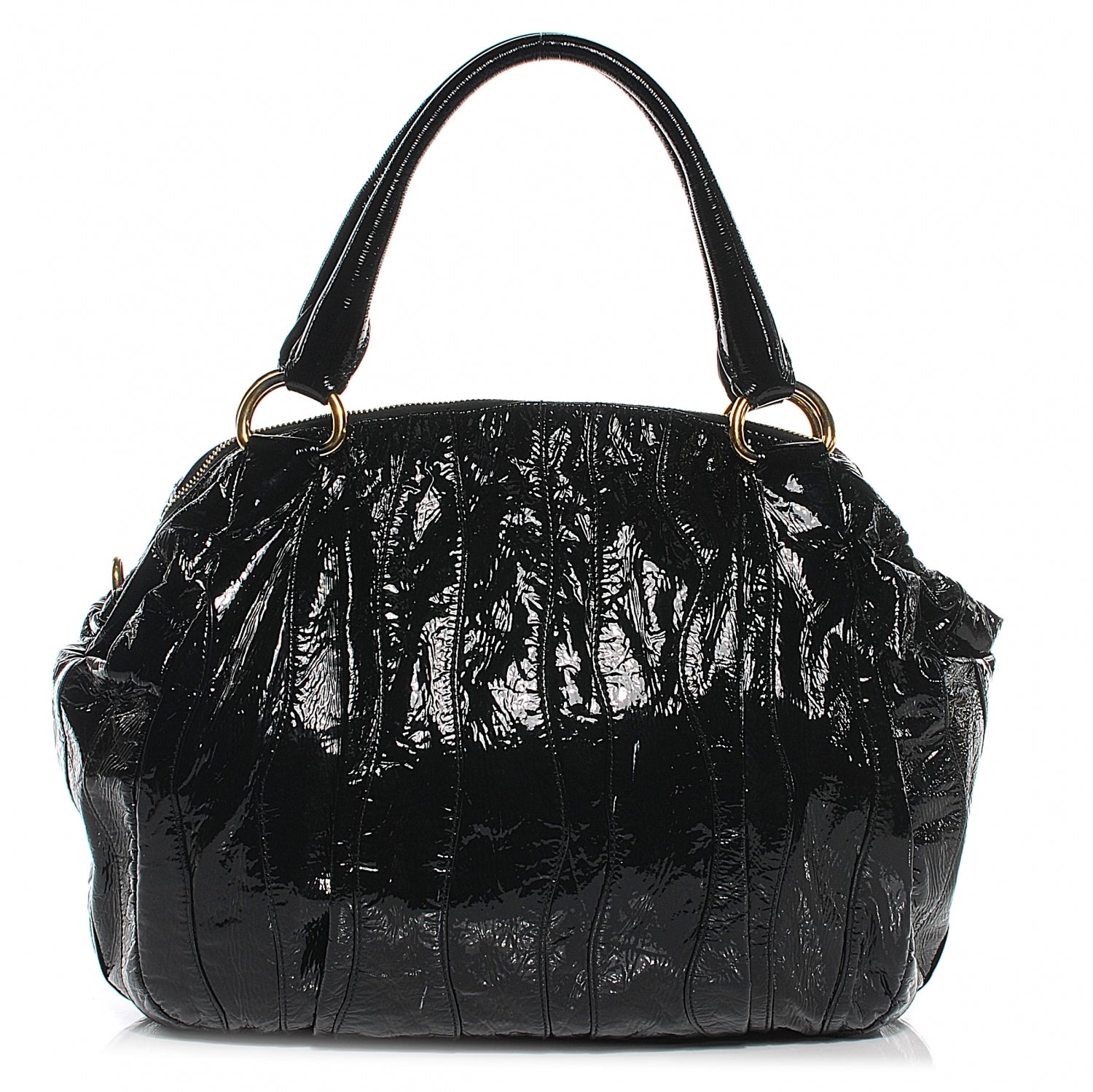 Prada Vernice Stripes Handbag Black 9 of 13
