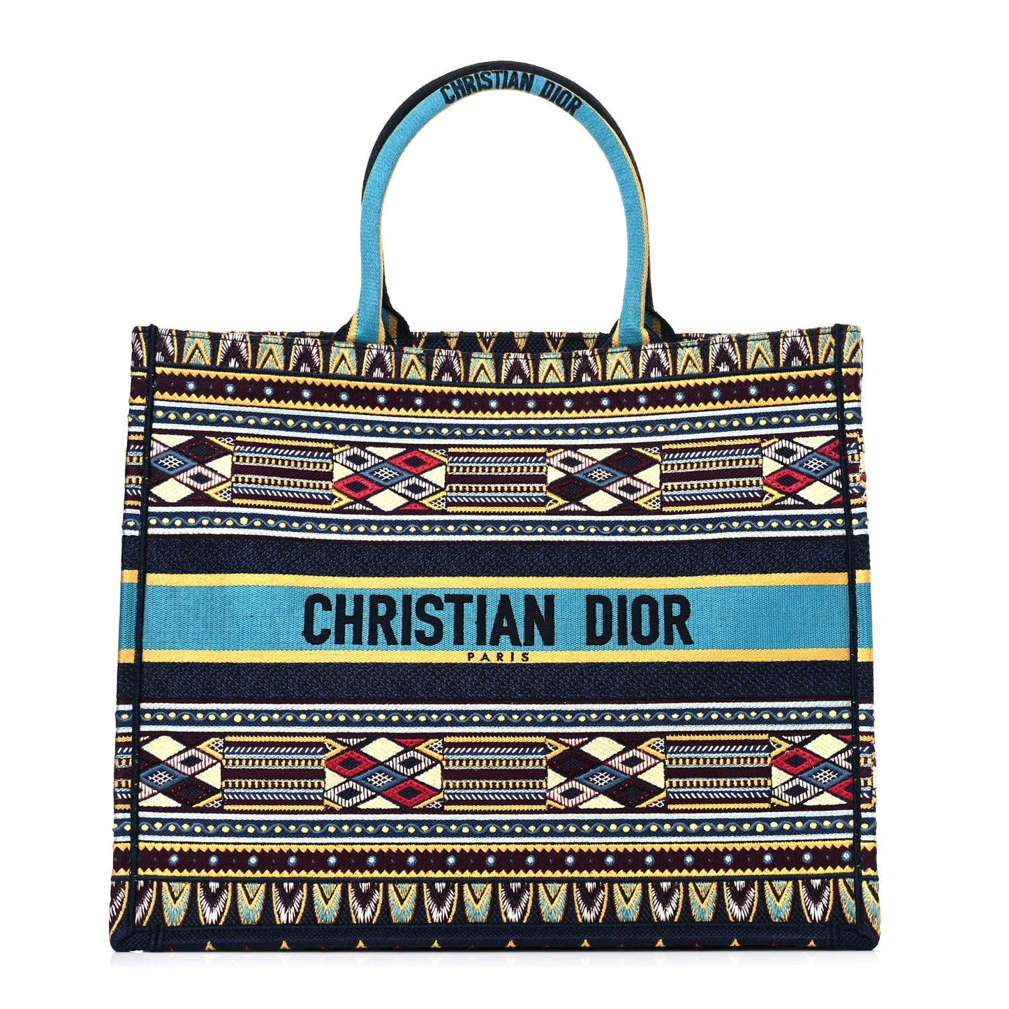 Canvas Embroidered Book Tote Blue Multicolor