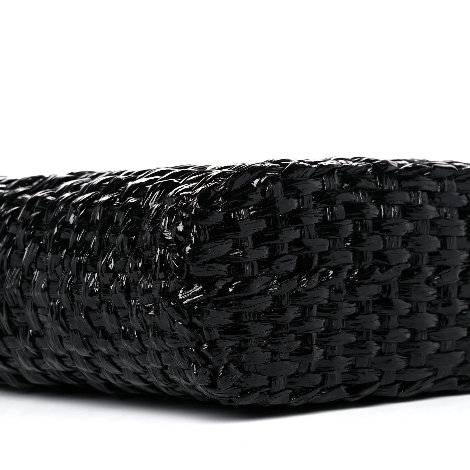 Dolce & Gabbana Vernice Vitello Raffia Woven Coffa Tote Black 7 of 11