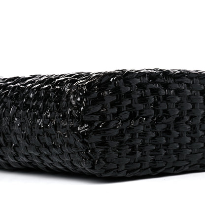 Dolce & Gabbana Vernice Vitello Raffia Woven Coffa Tote Black 7 of 11