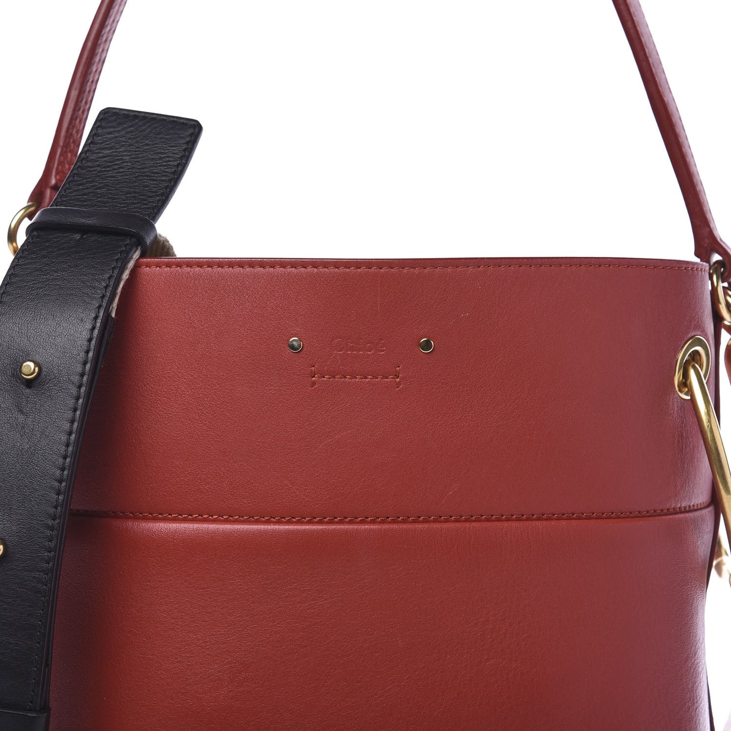 Smooth Calfskin Medium Roy Bucket Bag Earthy Red