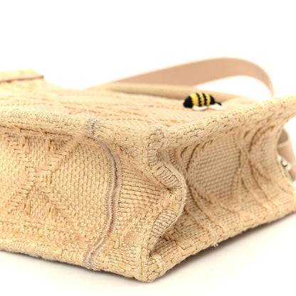 Christian Dior Raffia Cannage Crocheted Bee Mini Book Tote with Strap Natural 11 of 11