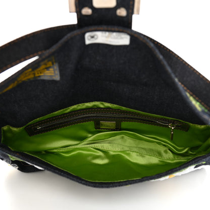 Fendi Denim Flower Applique Baguette Blue 5 of 7