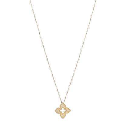Roberto Coin 18K Yellow Gold Diamond Petite Venetian Princess Flower Pendant Necklace 1 of 4