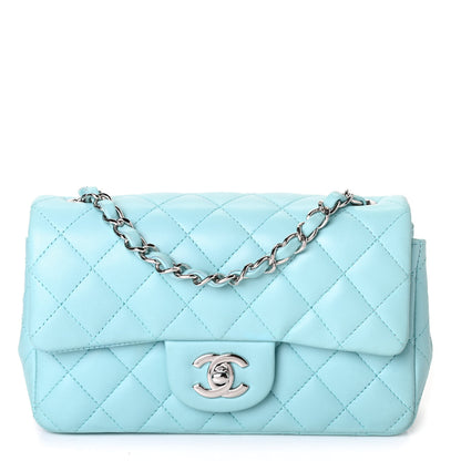 Chanel Lambskin Quilted Mini Rectangular Flap Neon Blue 1 of 4