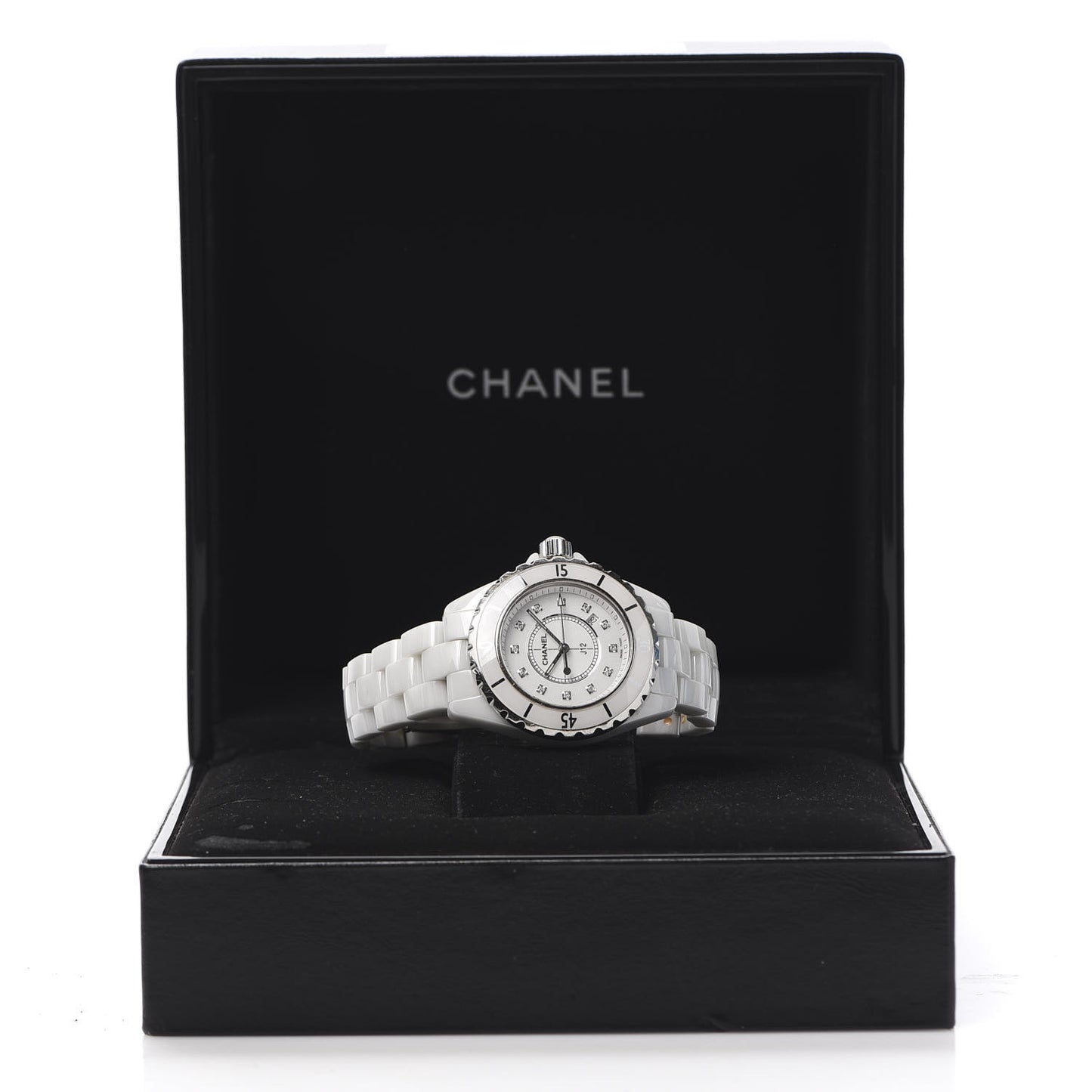 Stainless Steel Ceramic Diamond 33mm J12 Quartz Watch White