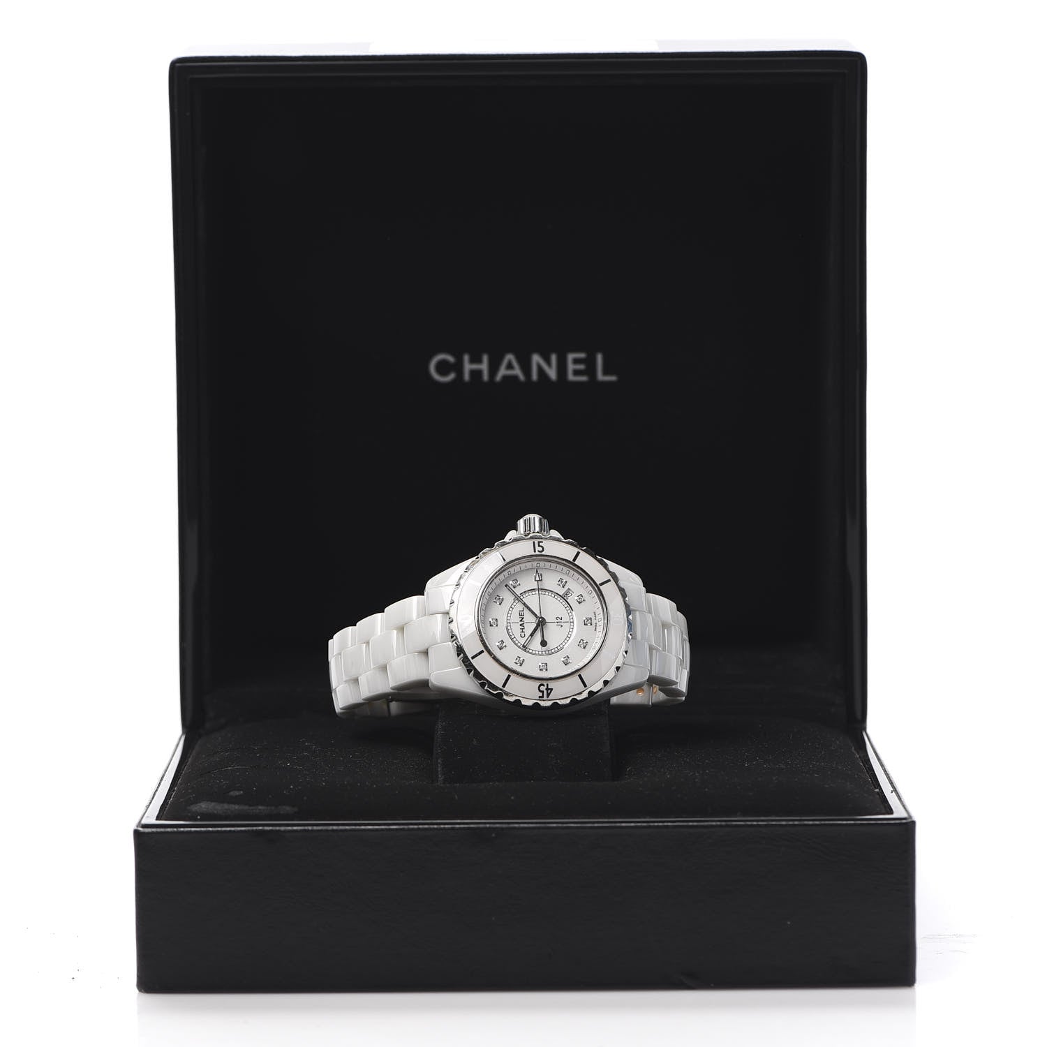 Chanel Stainless Steel Ceramic Diamond 33mm J12 Quartz Watch White 8 of 8