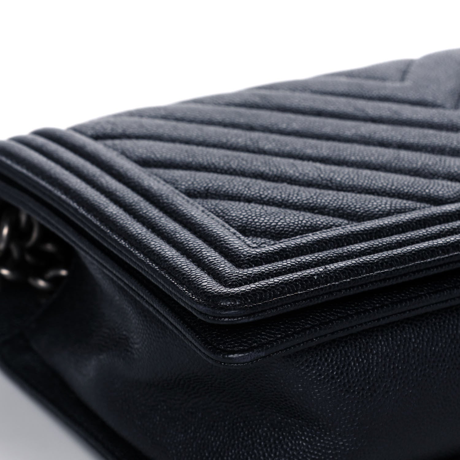 Chanel Caviar Chevron Quilted New Medium Boy Flap Dark Navy Blue 11 of 14