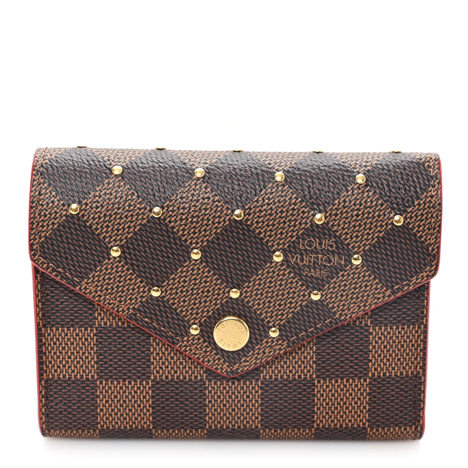 Louis Vuitton Damier Ebene Studded Victorine Wallet Cherry 1 of 6