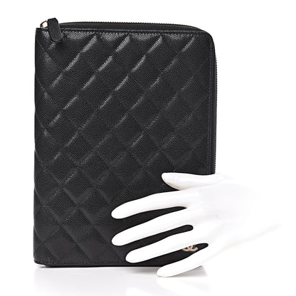 Chanel Caviar Quilted Zip Around Notebook Agenda Cover Black 2 of 11