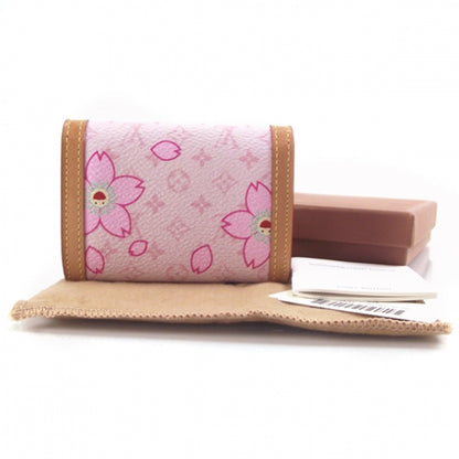 Louis Vuitton Monogram Cherry Blossom Porte-Monnaie Plat Coin Purse Pink 2 of 7