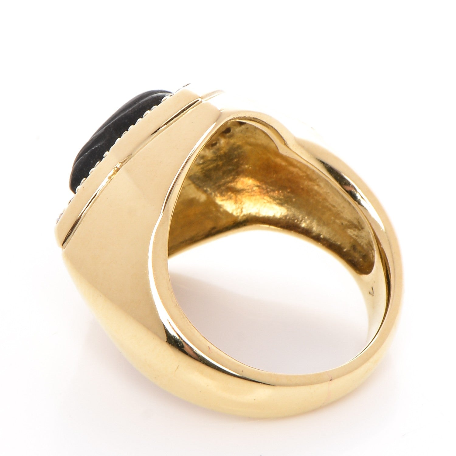 David Yurman 18K Yellow Gold Diamond Black Onyx 14mm Quatrefoil Ring 53 6.5 3 of 4