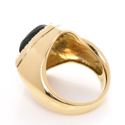 David Yurman 18K Yellow Gold Diamond Black Onyx 14mm Quatrefoil Ring 53 6.5 3 of 4