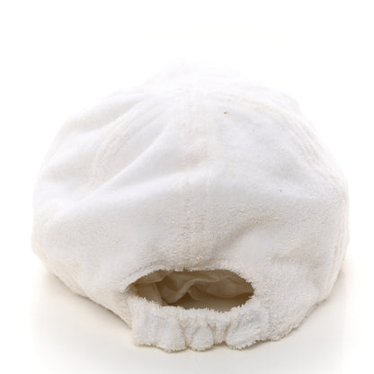 Chanel Terry Cotton Chain Embellished CC Heart Cap Hat L White 6 of 8