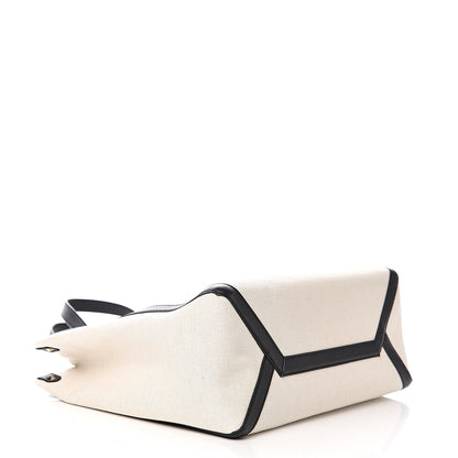Valentino Garavani Canvas Calfskin VLTN Print Small Rockstud Tote Naturale Black 3 of 9