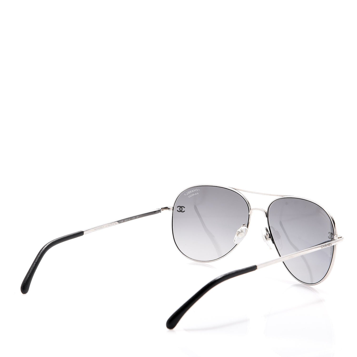 Chanel Metal Polarized CC Aviator Sunglasses 4189-T-Q Silver 4 of 7