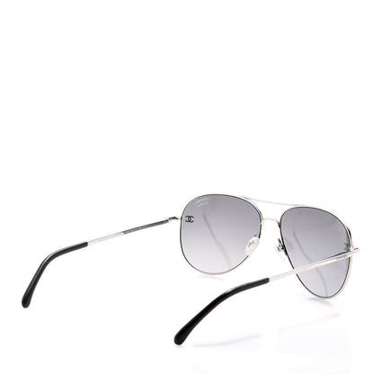 Chanel Metal Polarized CC Aviator Sunglasses 4189-T-Q Silver 4 of 7