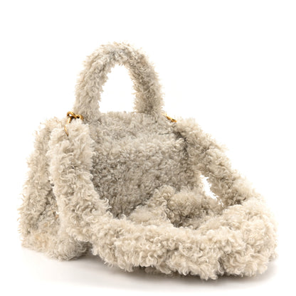 Balenciaga Faux Fur Fluffy Hourglass XS Top Handle Bag Beige 3 of 14
