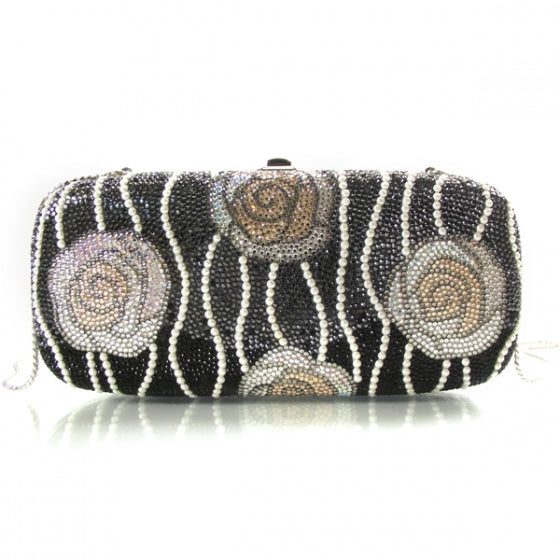 Judith Leiber Swarovski Crystal Pearl Roses Minaudiere 1 of 8