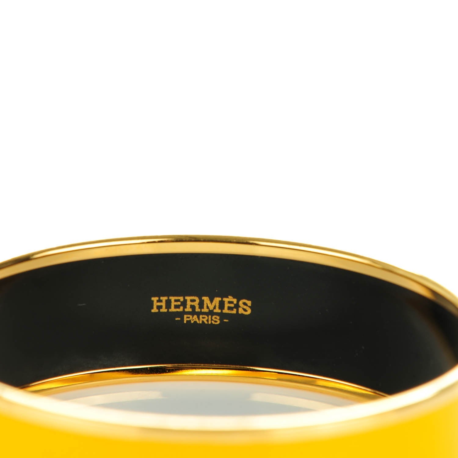 Hermes Enamel Printed Wide Caleche Bracelet 65 Yellow 3 of 5