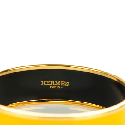 Hermes Enamel Printed Wide Caleche Bracelet 65 Yellow 3 of 5