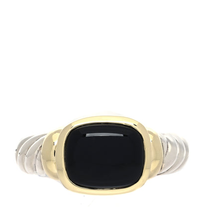 David Yurman Sterling Silver 14K Yellow Gold Black Onyx 10mm Noblesse Ring 57 8 1 of 5