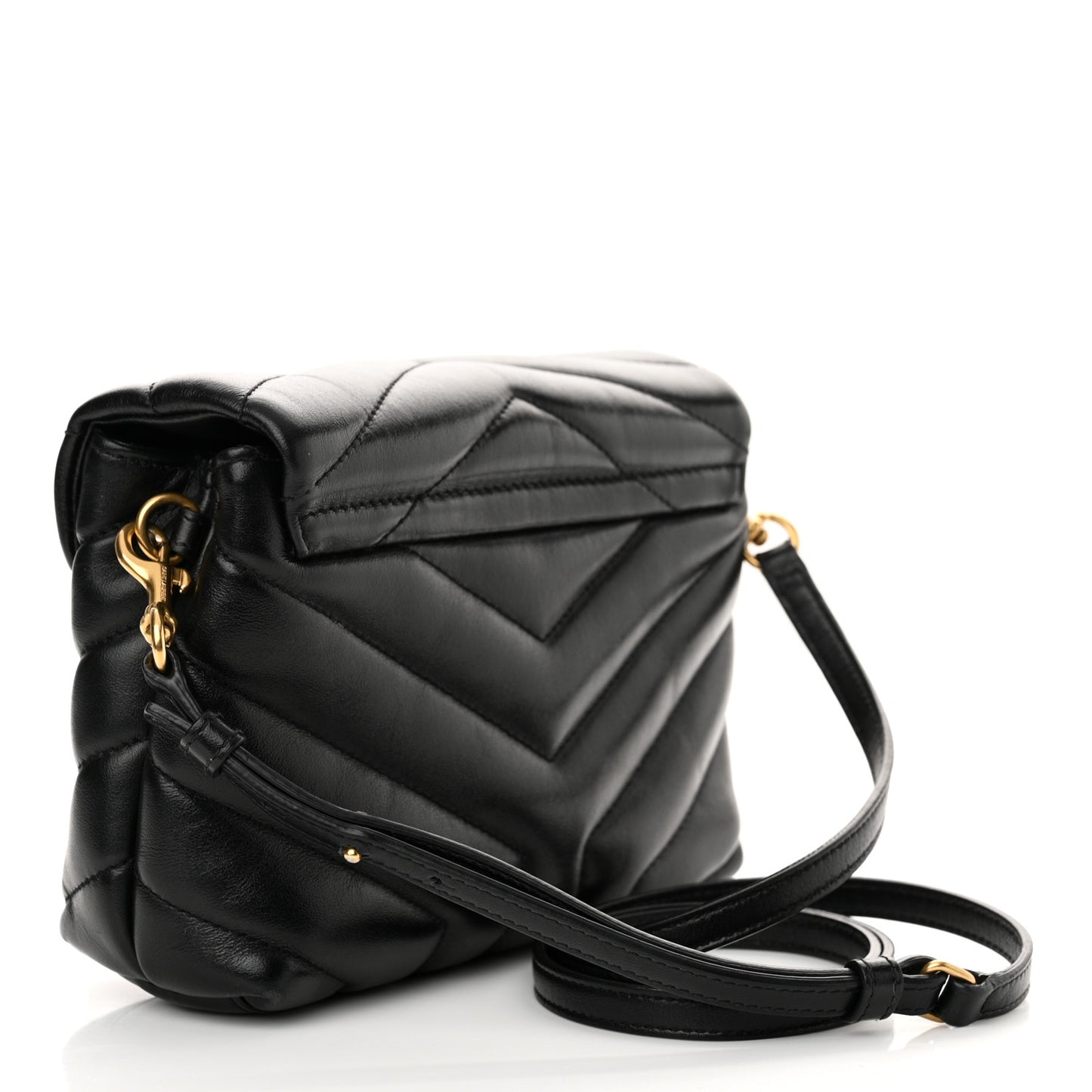 Calfskin Y Quilted Monogram Toy Loulou Crossbody Bag Black