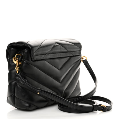 Saint Laurent Calfskin Y Quilted Monogram Toy Loulou Crossbody Bag Black 3 of 16