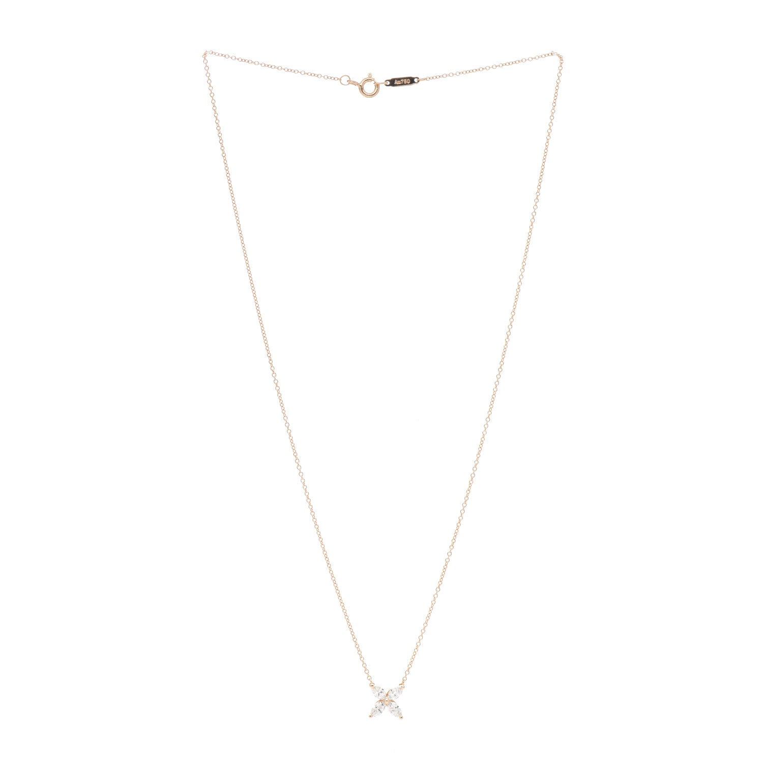 Tiffany 18K Rose Gold Diamond Medium Victoria Pendant Necklace 3 of 5