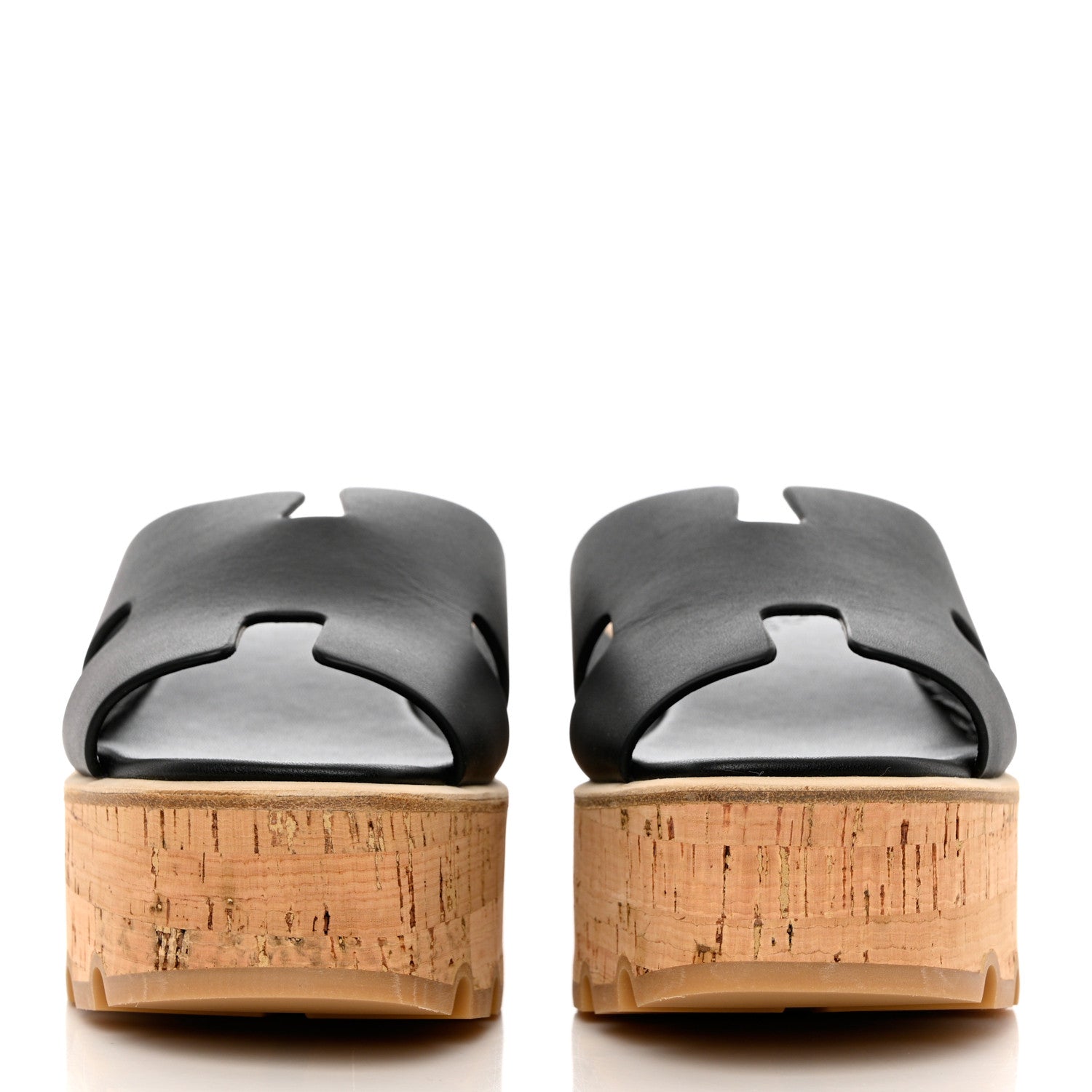 Hermes Calfskin Cork Eze 30 Sandals 37 Black 2 of 9