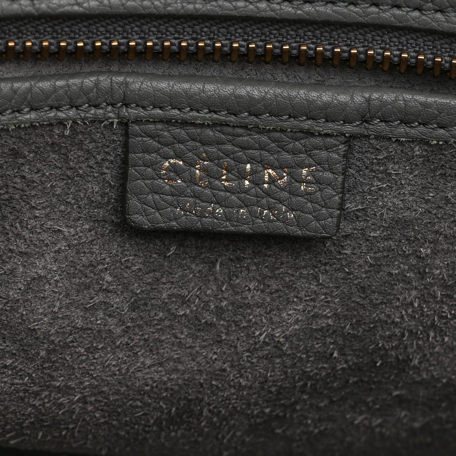 Celine Drummed Calfskin Nano Luggage Kohl 7 of 13
