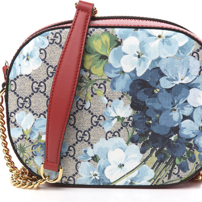 Gucci GG Supreme Monogram Blooms Mini Chain Shoulder Bag Beige Blue Navy Hibiscus Red 7 of 9