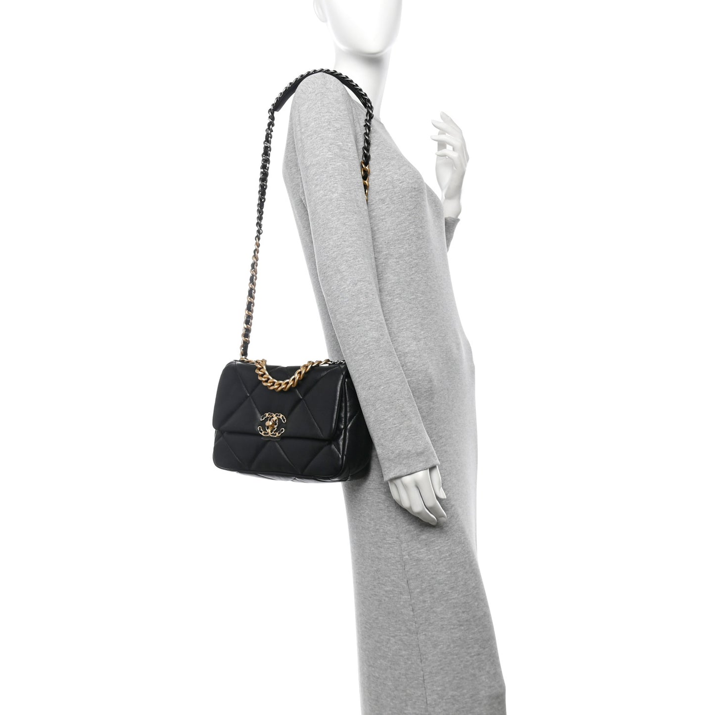 Lambskin Quilted Medium Chanel 19 Flap Black