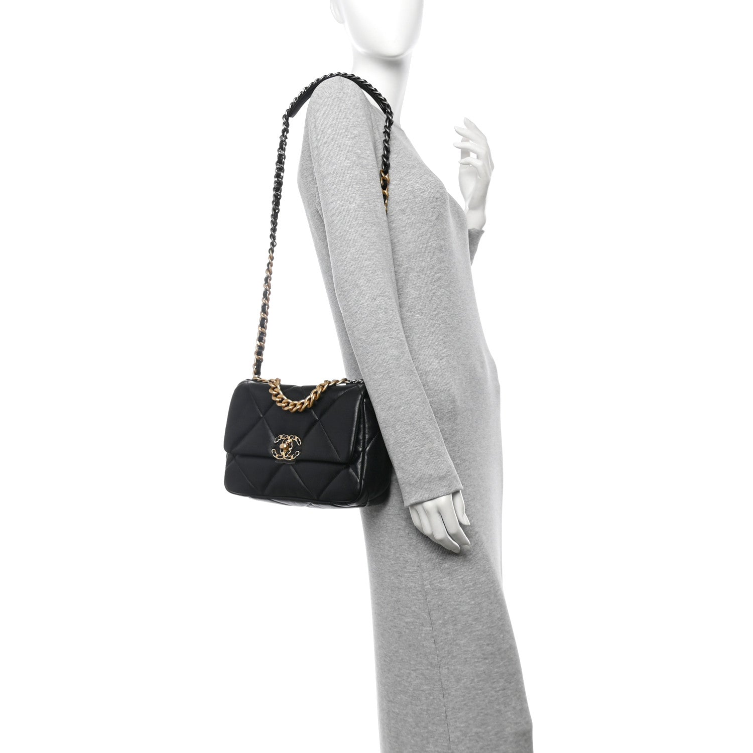 Chanel Lambskin Quilted Medium Chanel 19 Flap Black 2 of 10