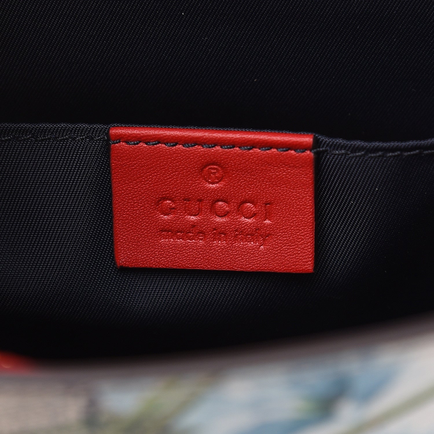 Gucci GG Supreme Monogram Blooms Large Cosmetic Case Beige Blue Navy Hibiscus Red 6 of 9
