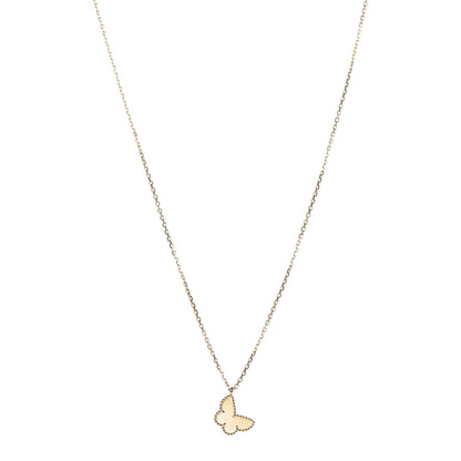 Van Cleef & Arpels 18K Yellow Gold Mother of Pearl Sweet Alhambra Butterfly Pendant Necklace 1 of 8