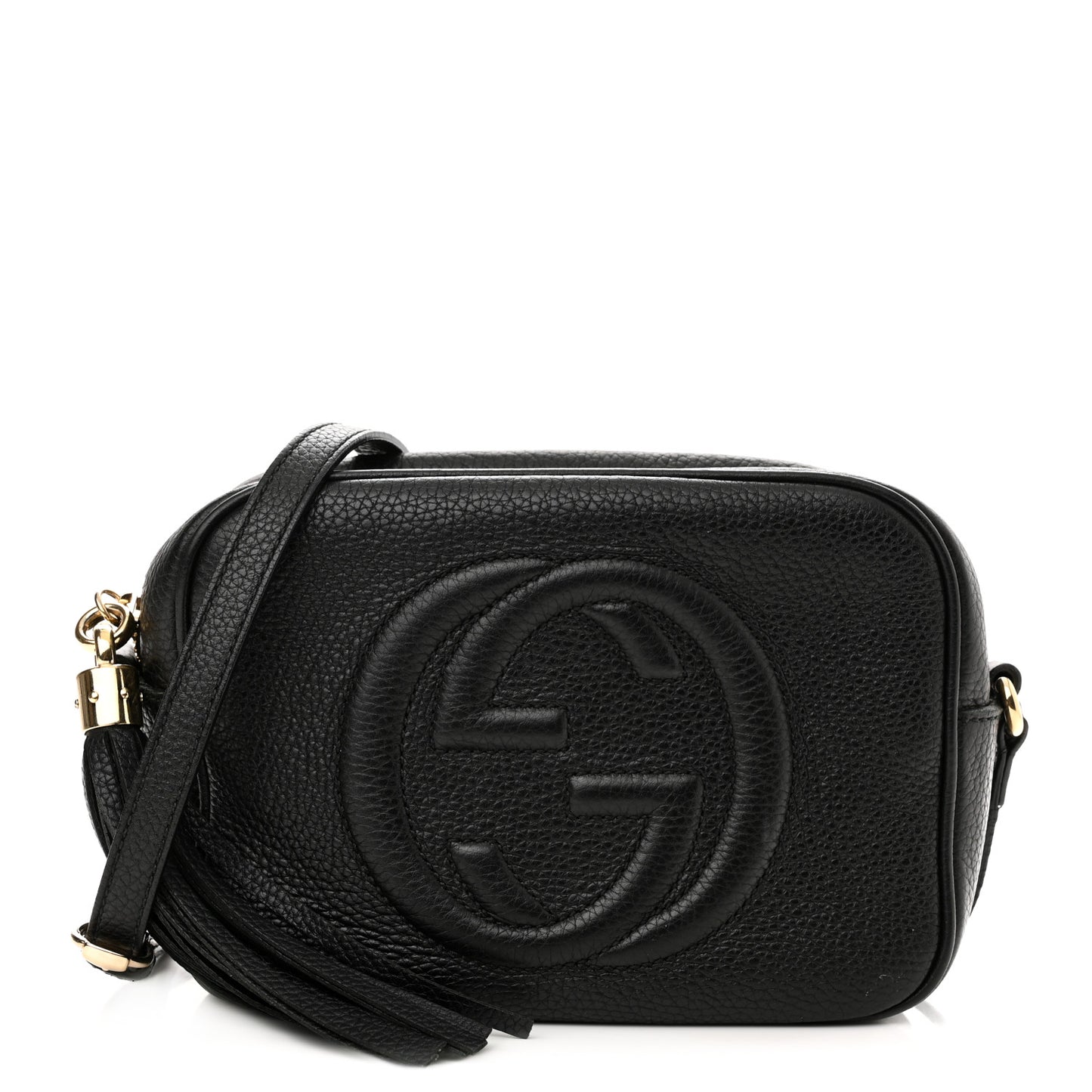 Pebbled Calfskin Small Soho Disco Bag Black