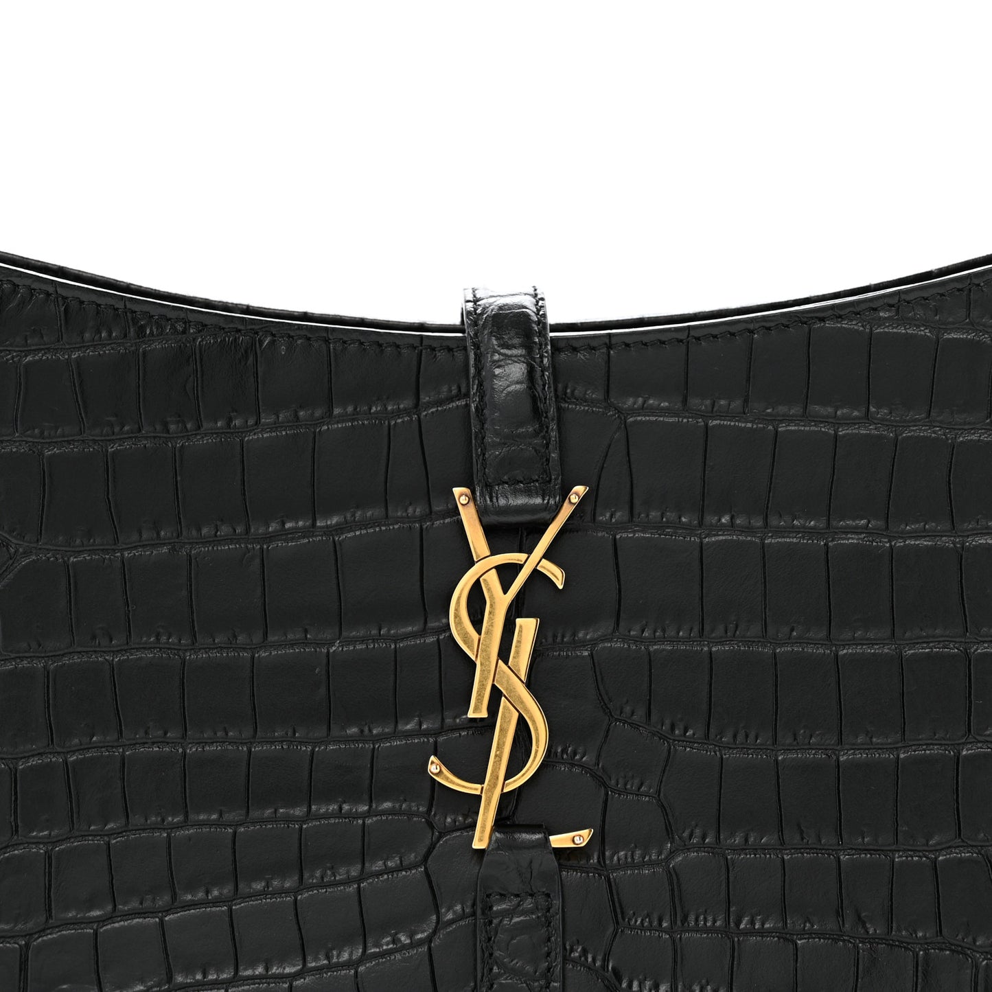 Calfskin Crocodile Embossed Le 5 A 7 Hobo Black