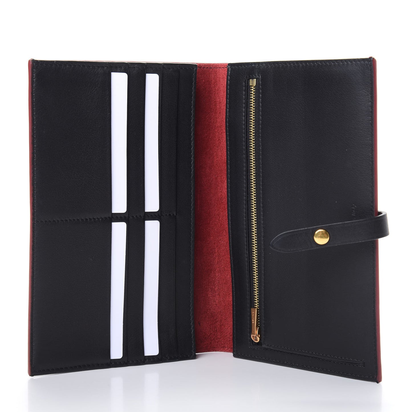 Smooth Calfskin Medium Multifunction Strap Wallet Coquelicot