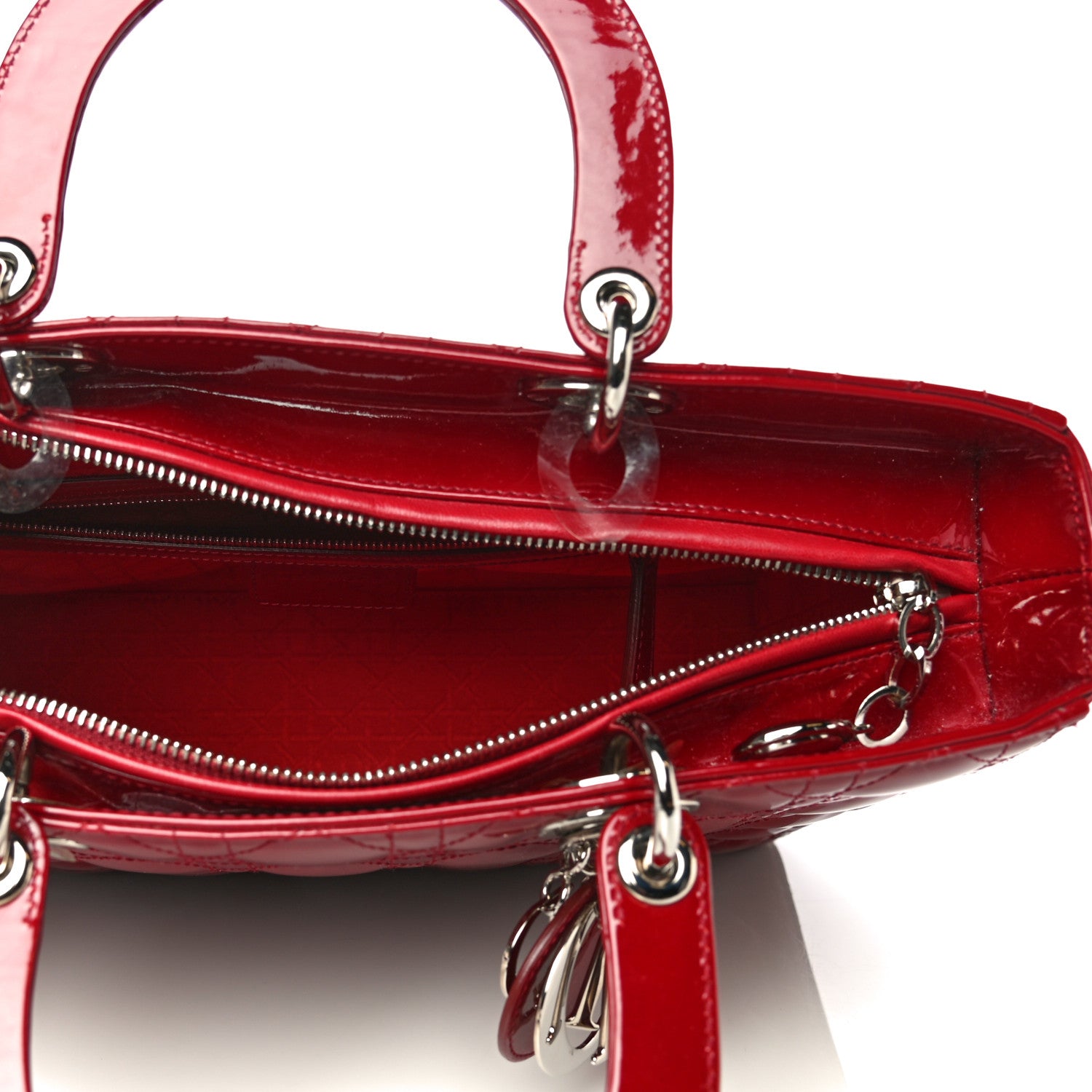 Christian Dior Patent Cannage Large Lady Dior Red 5 of 9