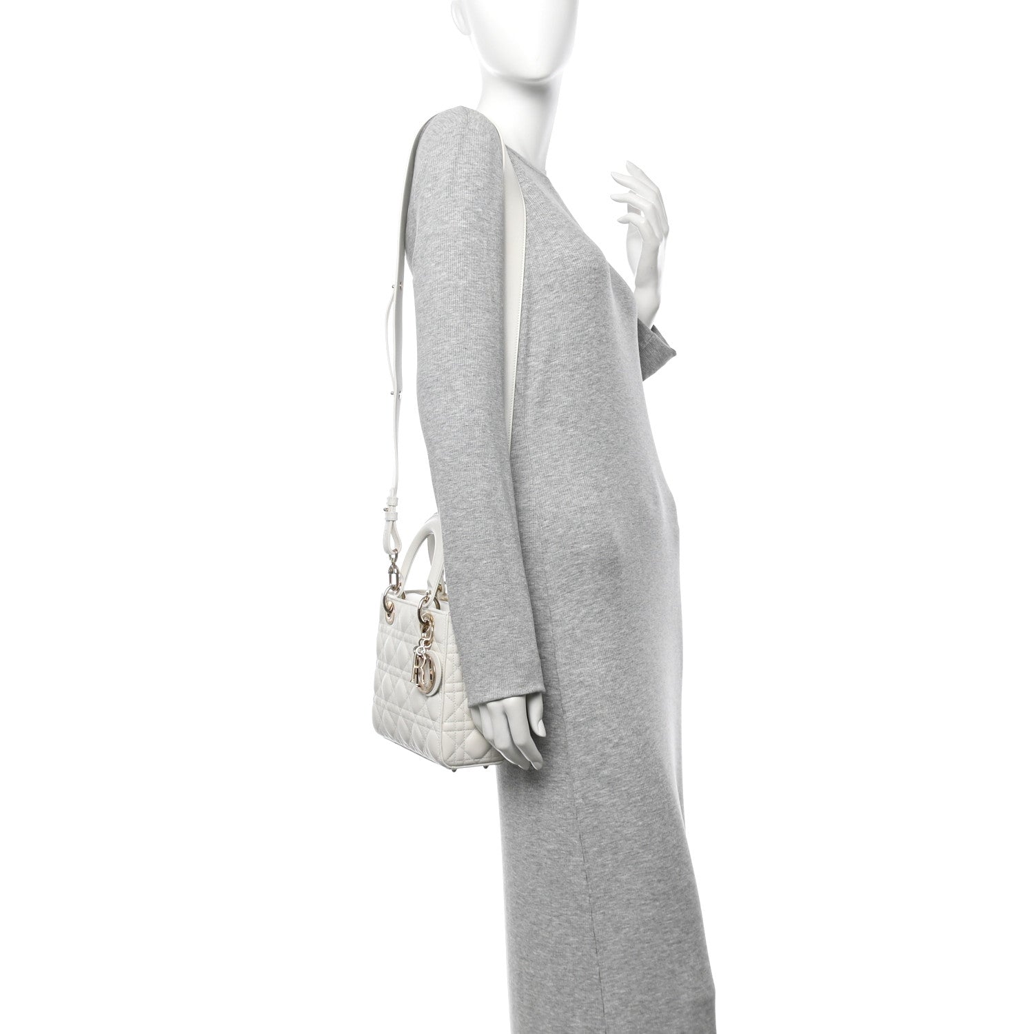 Christian Dior Lambskin Cannage Small Lady Dior White 2 of 10