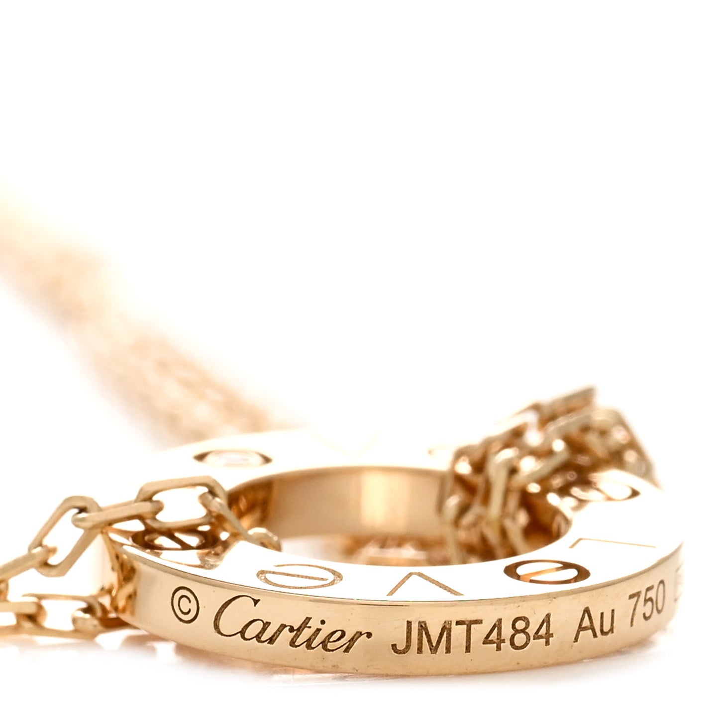 18K Yellow Gold 2 Diamond LOVE Necklace
