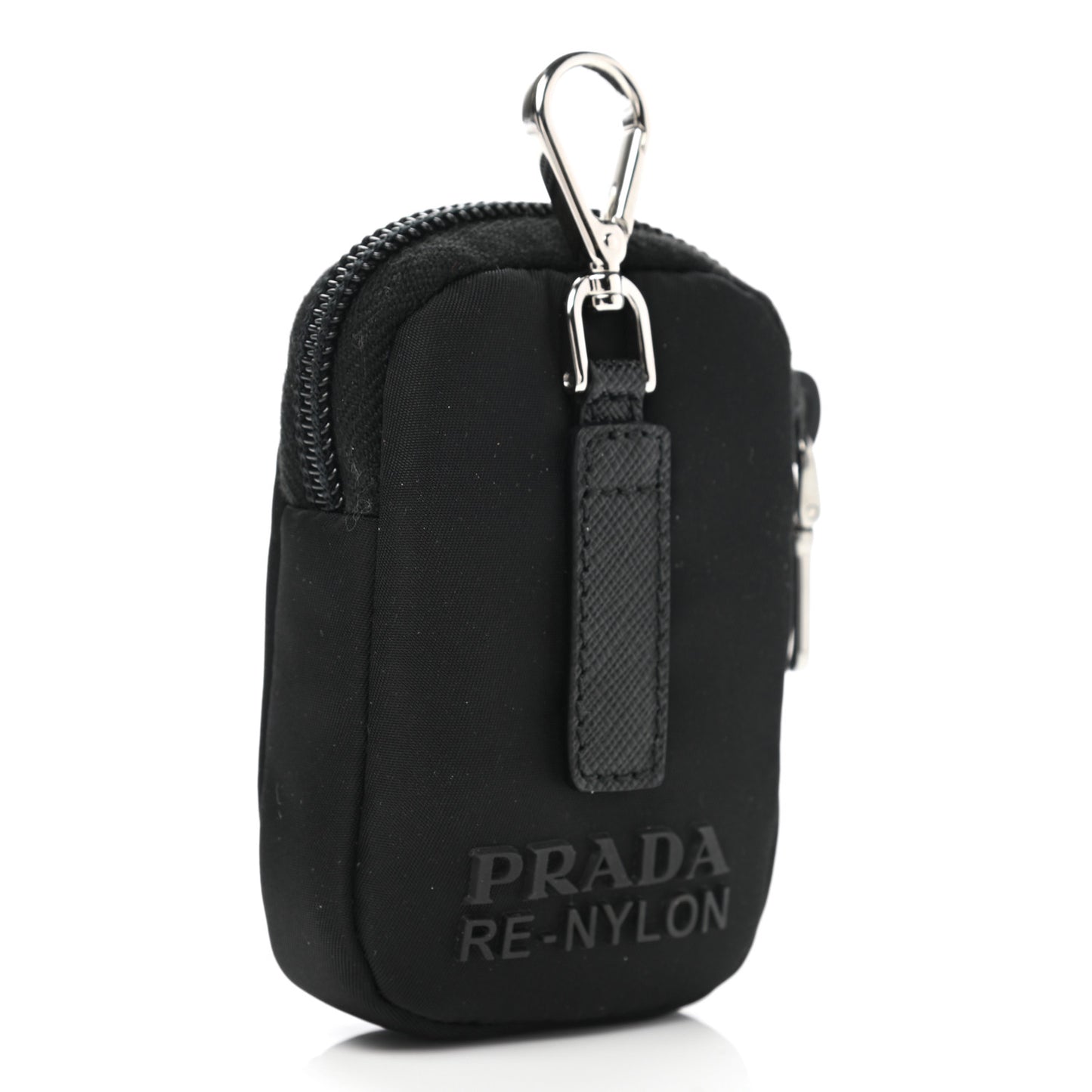 Re-Nylon Pocket Triangle Padded Mini Key Chain Pouch Black