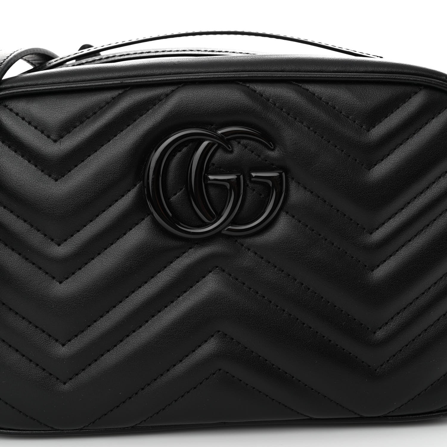 Gucci Calfskin Matelasse Monochrome Small GG Marmont Chain Shoulder Bag Black 6 of 9