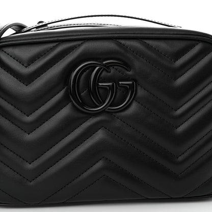 Gucci Calfskin Matelasse Monochrome Small GG Marmont Chain Shoulder Bag Black 6 of 9